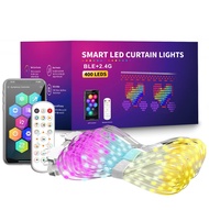 cod USB Led Smart Curtain Lights Bluetooth App Led String RGB Fairy Lights DIY Music Lights Party Wi