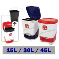 (15L, 30L, 45L) Step Bin Sqaure Trash Bin / Step Bin / Garbage bin / Dustbin / Tong Sampah