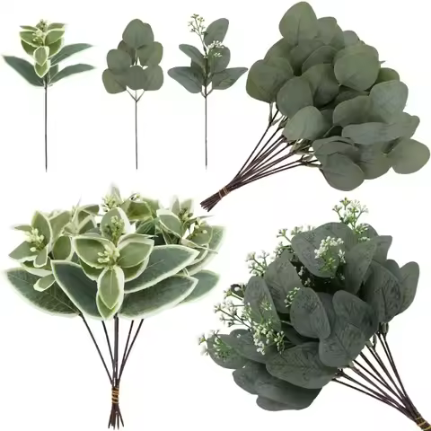 Simulated Green Plant, Eucalyptus Leaf, Fake Leaf, Eucalyptus Money Leaf, Single Branch Wedding Deco