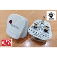 UMS 13A PLUG TOP WITH NEON 3 PIN 250V Fused SIRIM MALAYSIA