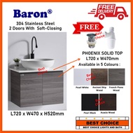 Baron A107-ST Stainless Steel Basin Cabinet With Phoenix Stone Solid Top for bathroom toilet