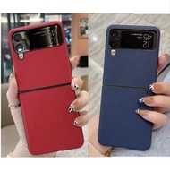 包郵 三星 Z Flip 3 十字紋皮手機殼 4款顔色💕Samsung Flip 3 case 💕Leather texture Red/Blue/Black/Green