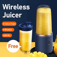 2 Cups Portable Fruit Juicer Blender 6 Blade Juice Mixer Mini Ice Blender USB Charging Wireless Juic