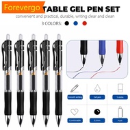 【Forever】 5pcs/set 0.5mm Retractable Gel Pen Black Blue Red Ball Point Pen School Office large Capac