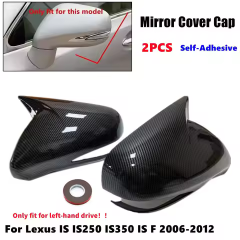 2PCS For LHD Lexus IS IS250 IS350 IS F 2006-2012 Rearview Side Mirror Cover Wing Cap Exterior Door R