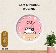 Jam Kucing BESAR - Diameter 32CM / Jam Dinding KUCING Hiasan Dinding Kamar Aesthetic - Jam Dinding A