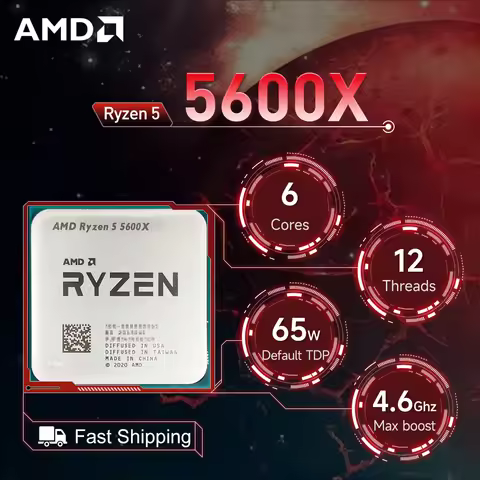 AMD Ryzen 5 5600X 3.7GHz 6-Core 12-Thread R5 5600X Socket AM4 7NM L3=32M Processor 65W DDR4 No Fan