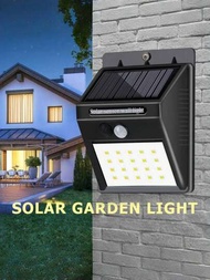 1/2/4入組太陽能動感應牆燈,防水太陽能感應壁燈採用120度超寬角度,適用於室外花園車庫車道露台木板路等