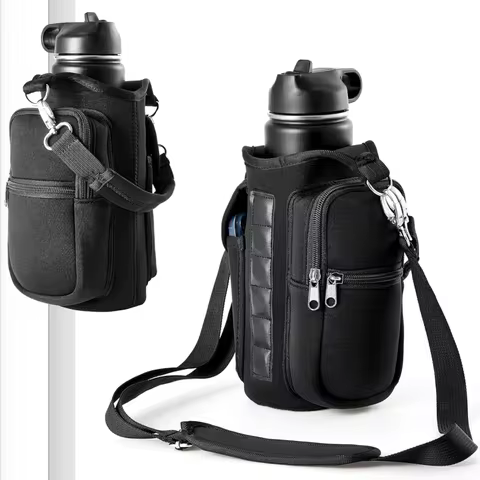Magnetic Water Bottle Holder Gym Water Bottle Carrier Bag W/ Phone Pocket Handle Shoulder Strap 6 Bu