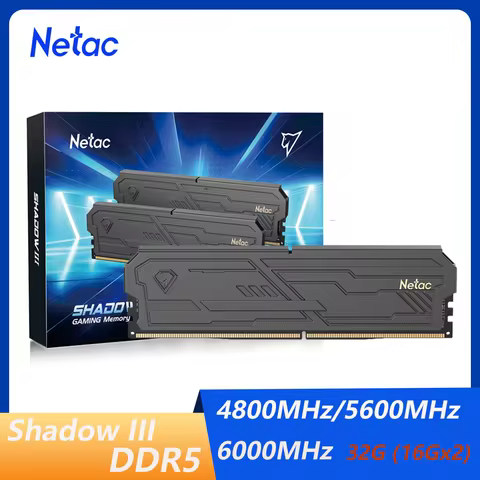 Netac DDR5 32GB(16GBx2) Memoria Ram DDR5 4800MHz 5600MHz 6000MHz Memory Desktop Dimm with Heat Sink 