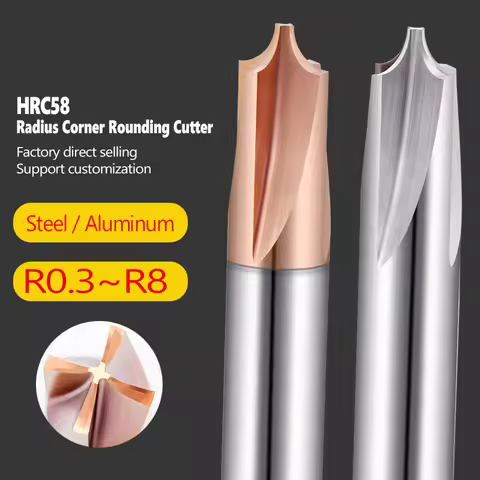 HRC58 Carbide Radius Corner Rounding Cutter End Mill CNC Tool inner R0.3 R0.5 Chamfering Outside Rad