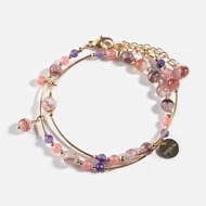 超級七紅紋石14K包金雙圈水晶手鍊 禮物