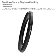 67-46/49/52/55/58/62/67/72/77/82/86/95/105mm Step-Down/Step-Up Ring Lens Filter Ring for 67mm Lens t