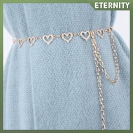ETERNITY Fashionable Heart-Shaped Rhinestone Waist Chain Adjustable Female Belts Luxury Love Metal D