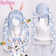 Pekora Usada Cosplay Vtuber Hololive Cosplay Light Blue White Wig Cosplay Anime Wigs Heat Resistant 