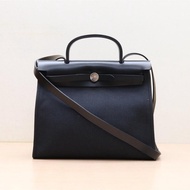 HERMES(愛馬仕) Herbag 31 89黑色 帆布 T刻 銀扣