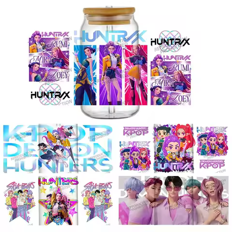 28 Hotsale Designs KPop Demon Hunters Saja Boy 16oz UV DTF 3D Sticker Waterproof Decals Wraps For Gl