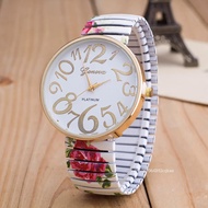 Women quartz watch luxury ladies elastic bracelet quartz watch simple digital Big Dial printed silicone strap Reloj Mujer