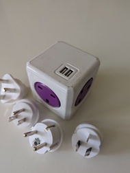 Used 100% working 4 socket 2 USB output Powercube rewirable Eco model by Allocacoc w/ HK UK USA Euro