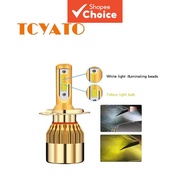 Tcyato Dual Color LED Car Headlight Bulbs H7 H8 H11 White Yellow - 2Pcs