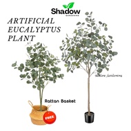 SG_SHADOW | Artificial Eucalyptus Tree Fake Eucalyptus Plant Green Silver Dollars Silk Leaves Faux T