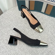Parisian Style Square Toe Chunky Heel Sandals Womens Summer New Elegant Covered Foot Ankle Strap Sin