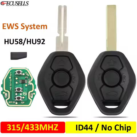 Ecusells 3B Car Remote Key 315MHZ 433MHZ ID44 / No Chip HU58 / HU92 Blade For BMW EWS System 1 3 5 7