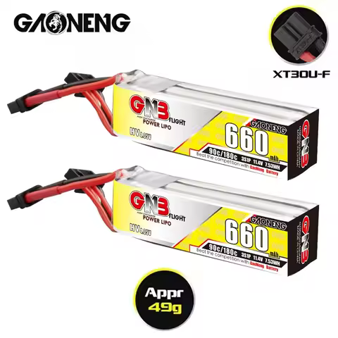 2PCS Gaoneng GNB 660mAh 3S 11.4V 90C HV Lipo Battery XT30 Plug For FPV Racing Drone M2 Helicopter F3