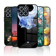 Glass Casing Huawei honor X6 / honor X6a / honor X6s Tempered Glass Case Hard Back Cover Soft Silico