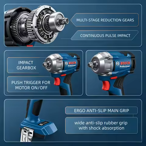 Bosch GDS 18V-350 Cordless Impact Wrench 350Nm 1/2" Brushless 3-torque Settings LED Light Adjustment