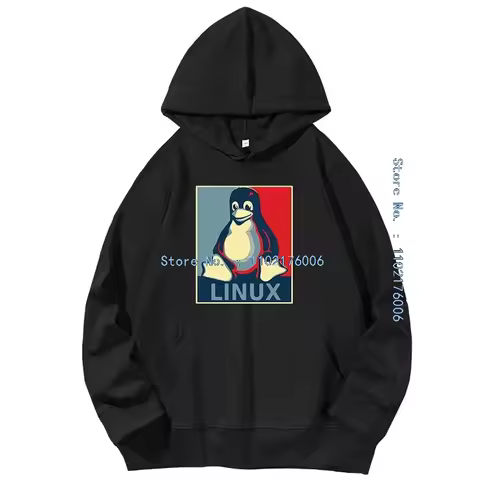 Linux Tux Penguin Poster Graphic Hooded Sweatshirts Spring Autumn Essentials Hoodie Hooded Shirt pul