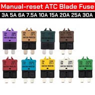 1PCS Manual reset Circuit Breaker Blade Fuse 28V 32V 3A 5A 6A 7.5A 8A 10A 15A 20A 25A 30A Resettable