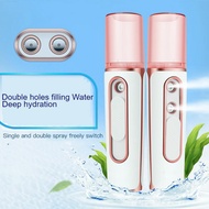 Nano Water Mist Sprayer Face steamer nano spray Facial Steamer air Humidifier Portable USB Rechargeable 2 in 1 Power Bank Handheled Face Diffuser For Nano Sprayer Face Care Mist Maker skin care Beauty Device Facial tool beauty with Double hole super spray