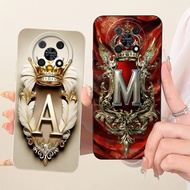 Huawei NovaY90 CTR-LX2 CTR-LX1 CTR-LX3 Case Huawei Nova Y90 Cover Luxury A-Z Letters Crown 2D Painte