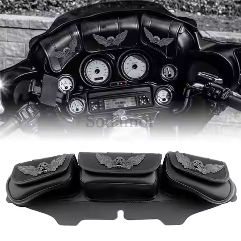 For Harley-Davidson 1996-2013 FL FLH FLHX Motorcycle Accesorios 3-Pocket Windshield Bag Microfiberle