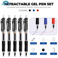 OPENMALL 5pcs/set 0.5mm Retractable Gel Pen Black Blue Red Ball Point Pen School Office large Capaci