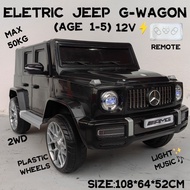 VVM: KIDS RIDE ON ELETRIC JEEP 12V BATTERY WITH REMOTE DESIGN MERCEDES G-WAGON G63 KERETA ELETRIK BU