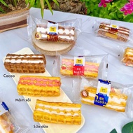 Thùng 1kg (20c) Bánh Bông Lan Waffle Nhân Kem Vị Cacao Dâu Sữa Dừa B269 - BeeGin Mart