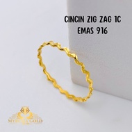 MydoraGold Cincin Zigzag 1c Bajet Minimalist l Emas 916 [916 Gold] Gold Ring