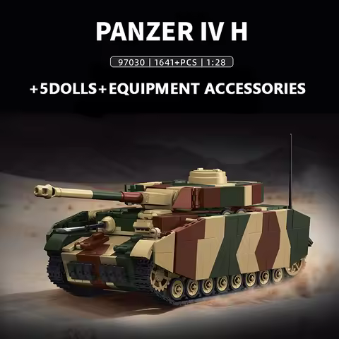 DIY MOC Military Army Main Panzer IV H Heavy Tank Battle Soldier Building Blocks Bricks Set For Adul