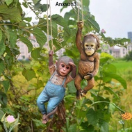 ANXSUN3 Monkey Statue, Monkey Chimp Waterproof Monkey Hanger Sculpture, Creative Garden Decoration R