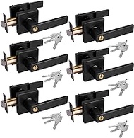 DH DEPPONHARDWARE Matte Black Door Handle with Lock and Key, Keyed Door Lock/Door Lever Privacy Door Leverset Lockset, Left or Right Handing, 6 Pack