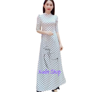 Áo dài chấm bi tay Bồng lụa hàn châu / áo dài nữ / áo dài truyền thống