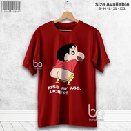 Kaos Crayon Shinchan Kiss My Ass Licker Tshirt Kartun Anime Japan Baju Distro Cotton Combed 30s Bung