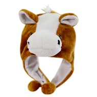 GHS การ์ตูนลายการ์ตูน หมวกเคลื่อนไหวกำมะหยี่ สัตว์สัตว์สัตว์ ที่อุ่นคอ หมวกปิดหูรูปสัตว์ ป้องกันหู ห