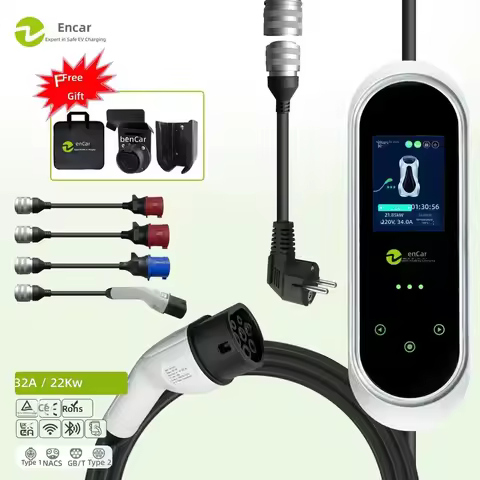 22kW EV Charger Type 2 Portable Electric Car Charging Station 32A IEC 62196-2 for Zencar EU Plug wit