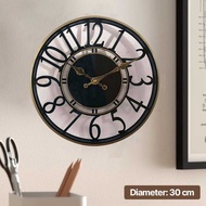 Jam Dinding Europe Style Nordic Vintage Model Jadul Kuno Retro Quartz Silent Movement Diameter 30cm