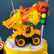 工程車蛋糕裝飾擺件挖土機推土機男孩兒童周歲卡通路障挖掘機插件