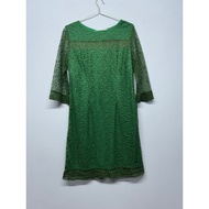 [pass 2nd] _ High Quality Green Lace Dress - Designer Goods