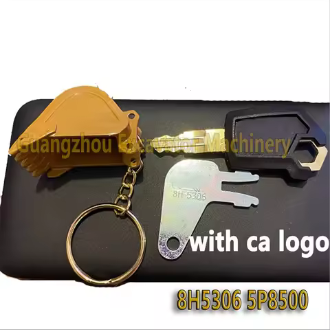 8H5306 5P8500 Excavator Heavy Equipment Keychain F0002 Ignition Keys with Bucket Key Chain